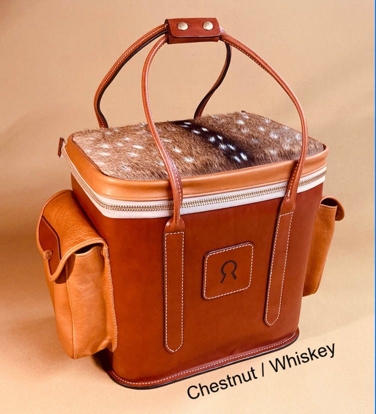 cool leather picnic backpack Leather Cooler yeti coleman igloo outdoor hunting sports Texas igloo Russet/Mahogany Trim