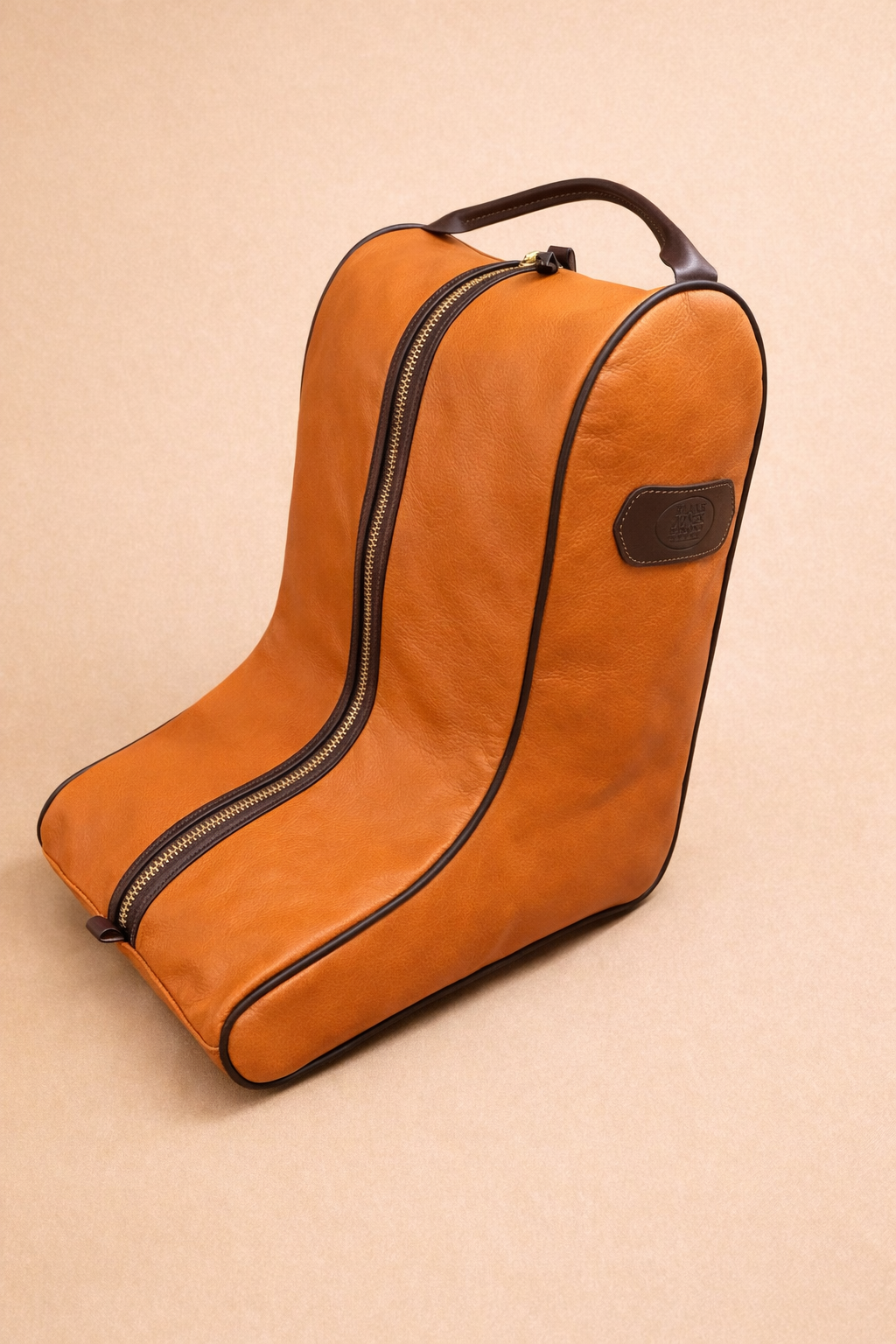 Brown leather boot bag soft leather