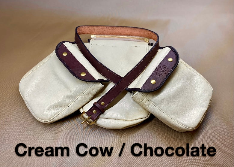 Leather Bird Bags Cream Cow / Chocolate Trim