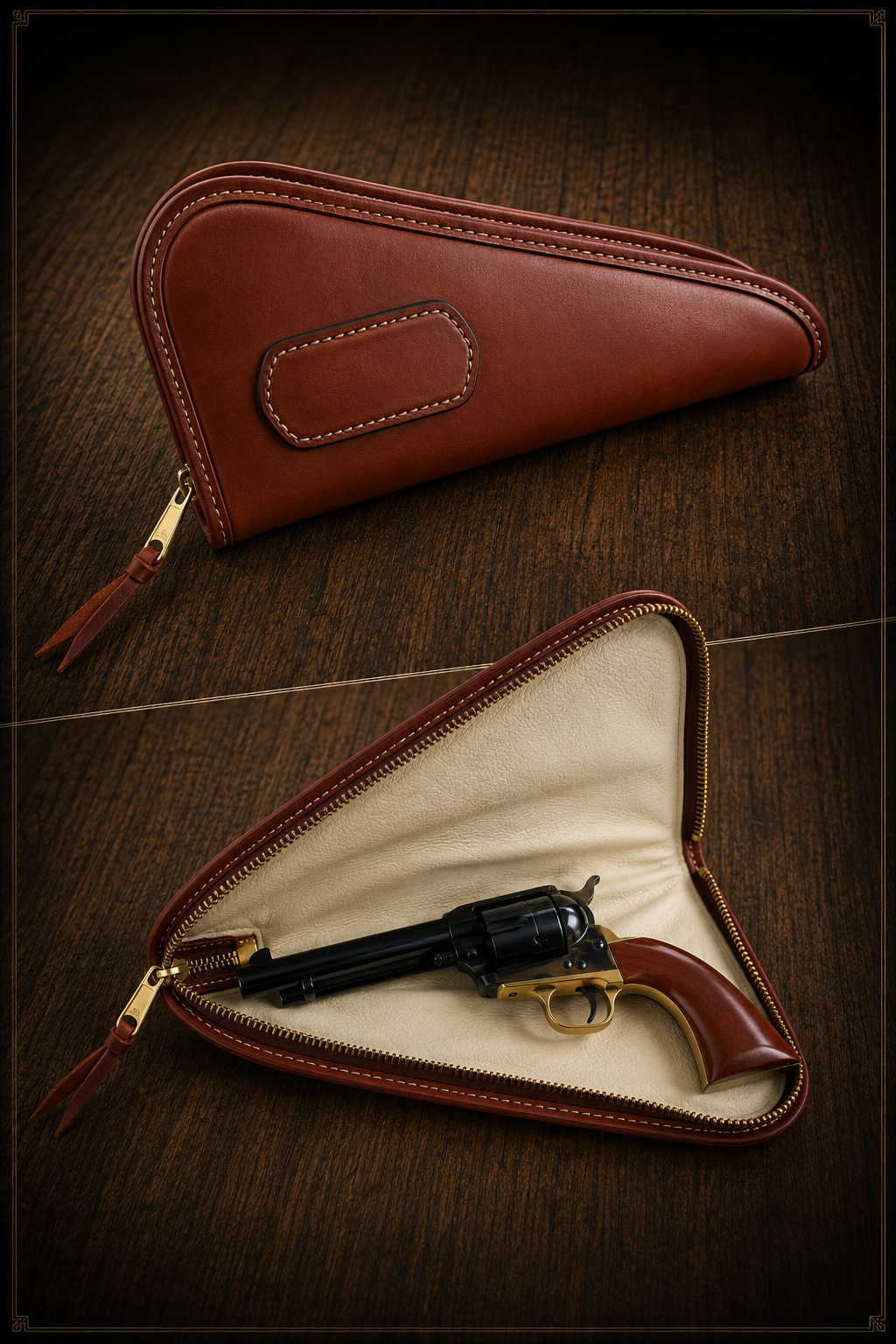 premium leather pistol case revolver zippered case