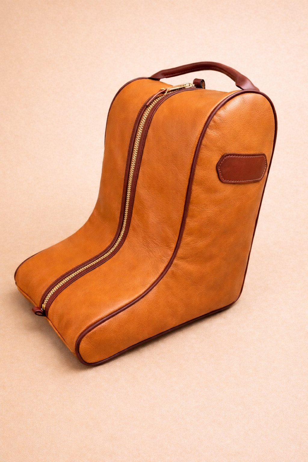 Brown leather boot bag 