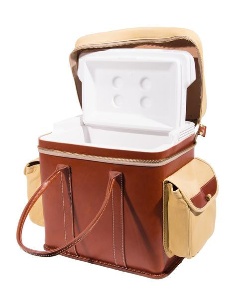 satchel bag leather yeti Leather Cooler Ice chest yeti hunting igloo coleman Chestnut / Gold Trim